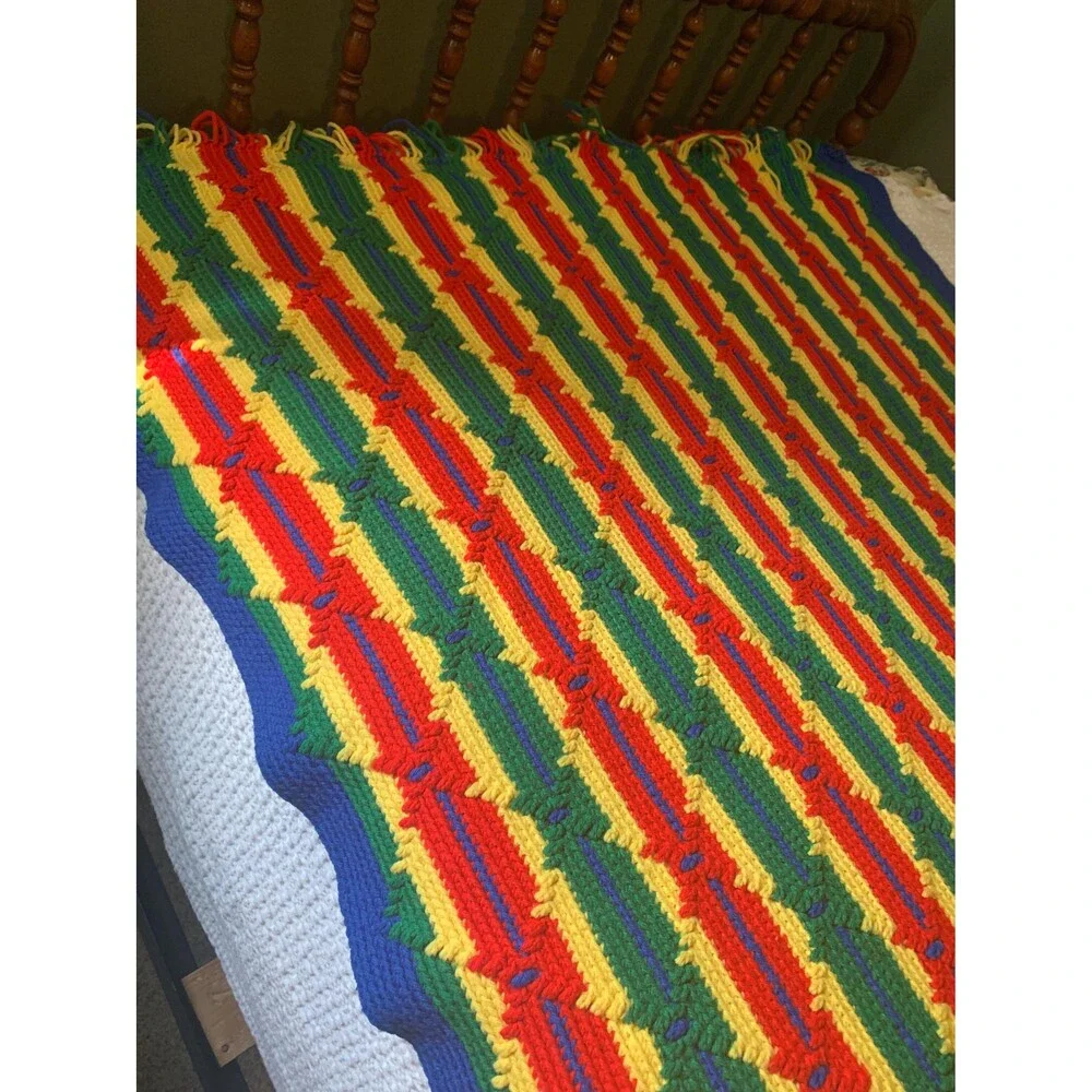 Colorful Afghan with Fringe